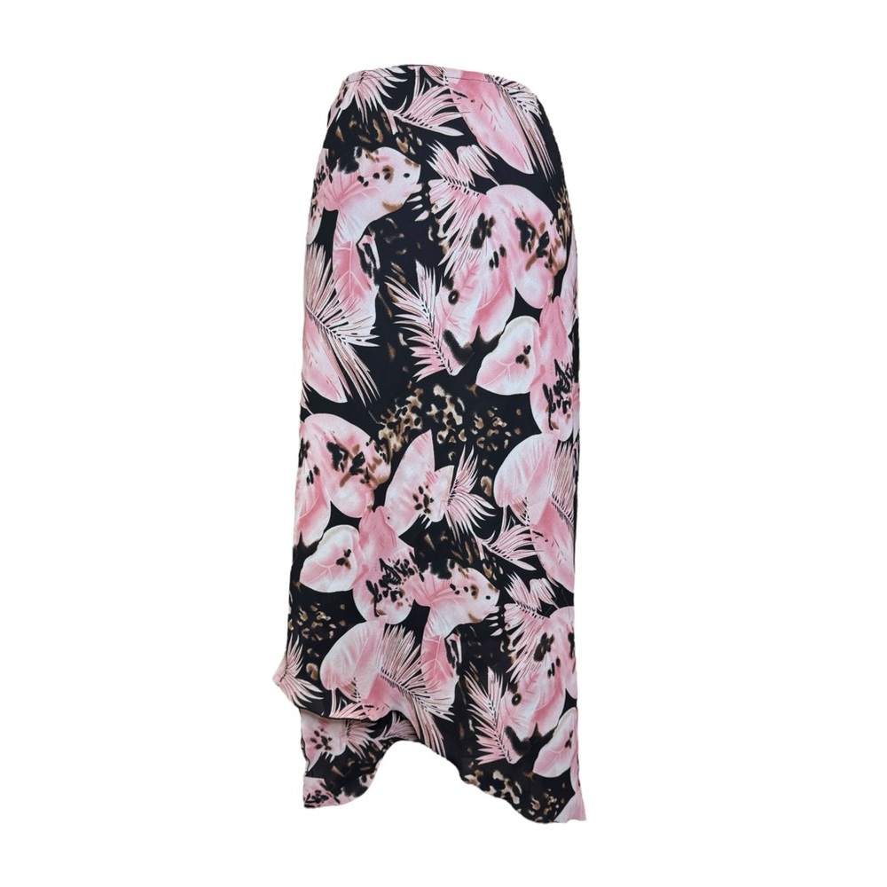 Dress U II Black + Pink Floral Cheetah Print Plus Fairy Hem Maxi Skirt Size 2X